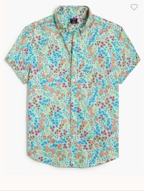 J.Crew Flex Washed Slim Fit Floral Short Sleeve Button-Down Shirt Large